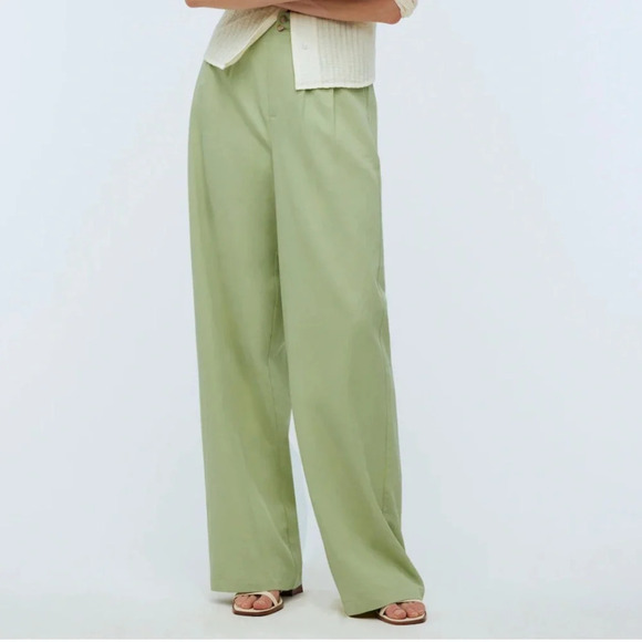 Madewell Petite Harlow Wide-Leg Pant Pants in Pale Lemongrass Women’s Size 8P - Picture 2 of 9